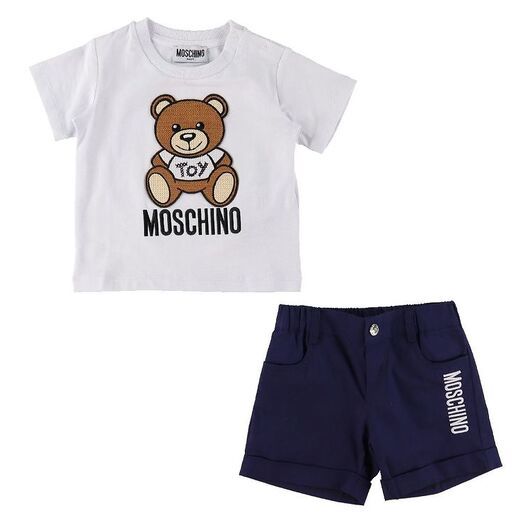 Moschino T-shirt/Shorts - Vit/marinblå m. Tryck