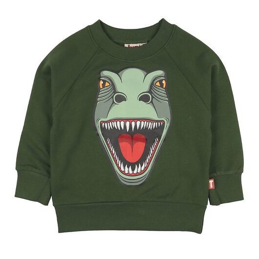 DYR Sweatshirt - DJUR Bälg - Grön m. Dinosaurie