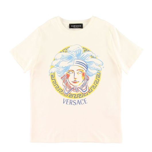 Versace T-shirt - Vit m. Mångfärgad Logo