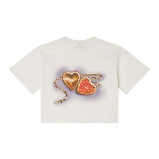 Stella McCartney Kids T-shirt - Beskuren - Vit m. Hjärtan