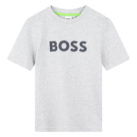 BOSS T-shirt - Gråmelerad m. Marinblå