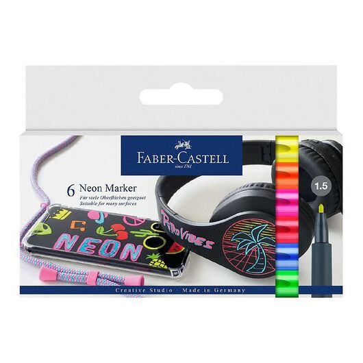 Faber-Castell Tuschpennor - 6 st. - Neon