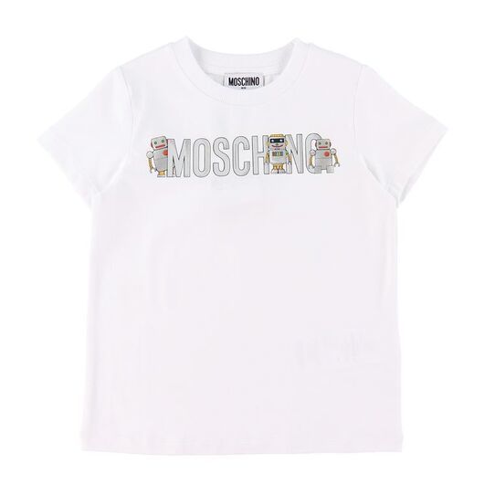 Moschino T-shirt - Optisk White m. Silver/Robotar