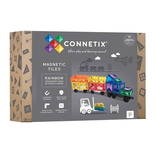 Connetix Magnetset - Transport - 50 Delar - Rainbow