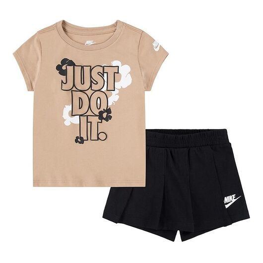 Nike Shortsset - T-shirt/Shorts - Svart m. Blommor