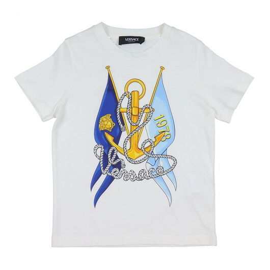 Versace T-shirt - Vit/Blå m. Flikar