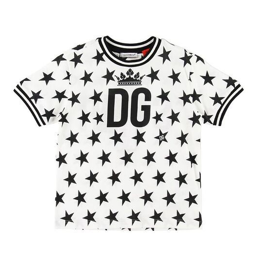 Dolce & Gabbana T-shirt - Vit m. Svarta Stjärnor