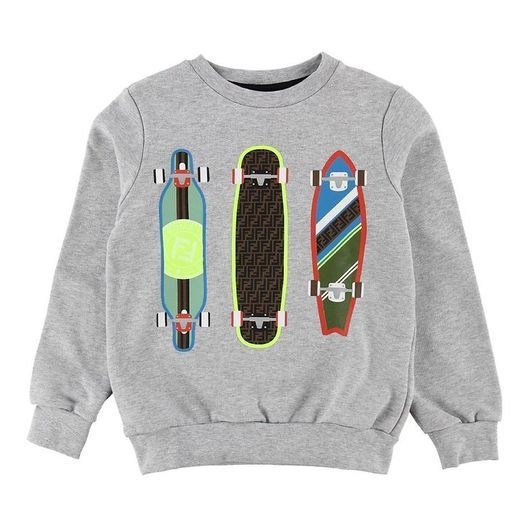 Fendi Sweatshirt - Gråmelerad m. Skateboards