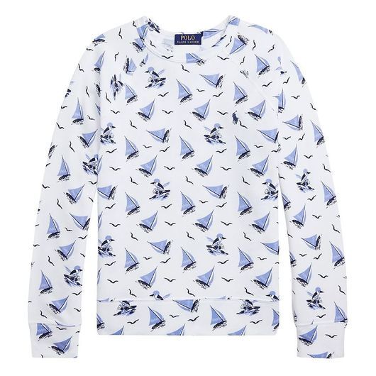 Polo Ralph Lauren Sweatshirt - Classics - Vit/Blå m. Segelbåtar