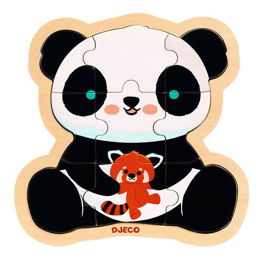 Djeco Pussel - 9 Delar - Trä - Panda