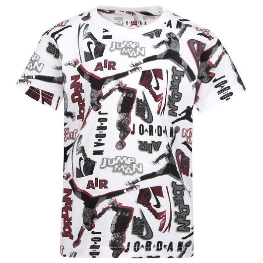 Jordan T-shirt - Throw Back Aop - Vit m. Svart/Röd