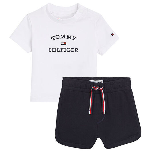 Tommy Hilfiger Set - T-shirt/Shorts - Vit/Marinblå