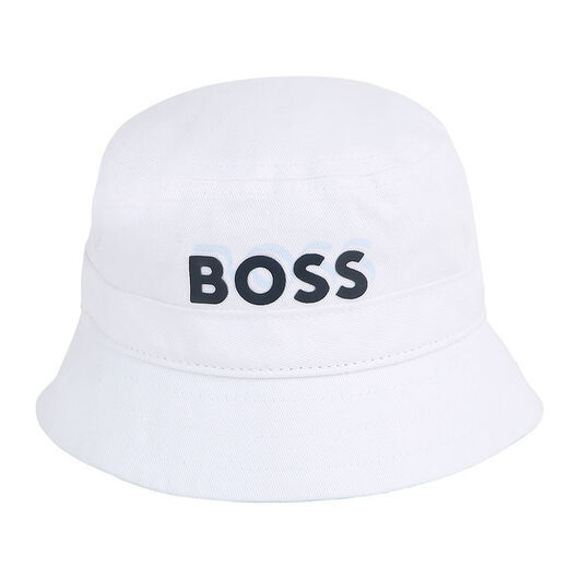 BOSS Bucket Hat - Vit m. Marinblå/Ljusblå