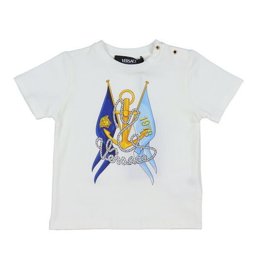 Versace T-shirt - Vit/Blå m. Flikar