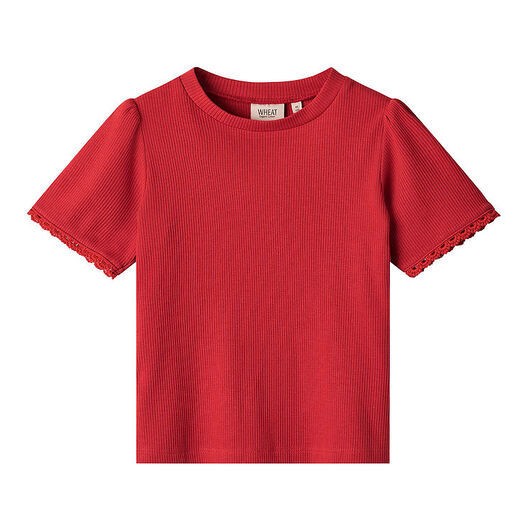 Wheat T-shirt - Rib - Iris - Röd