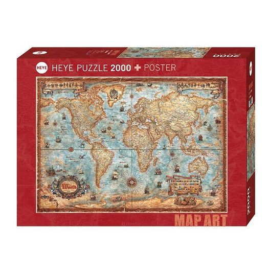 Heye Puzzle Pussel - Sjömans-Världskarta - 2000 Delar