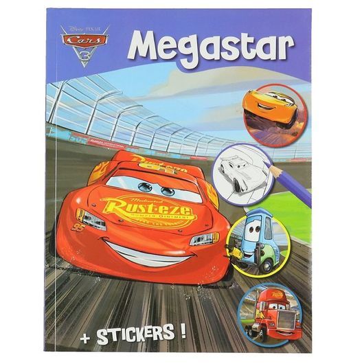 Megastar Målarbok m. Klistermärken - 208 sidor - Disney Bilar 3