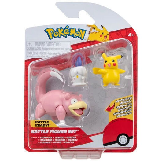 Pokémon Figurer - 3-pack - Battle Figure - Pikachu/Slowpoke/Litw