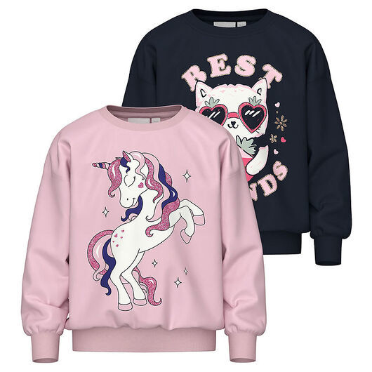 Name It Sweatshirt - NmfVisus - 2-pack - Parfait Pink/Dark Sapph