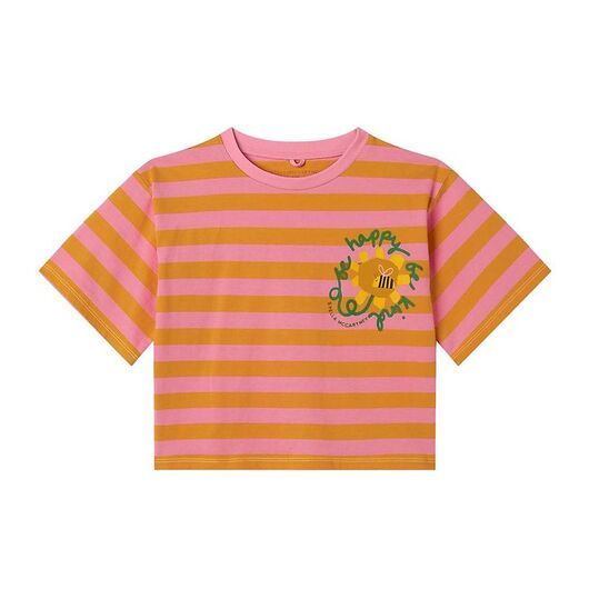 Stella McCartney Kids T-shirt - Rosa/Orangerandig m. Tryck