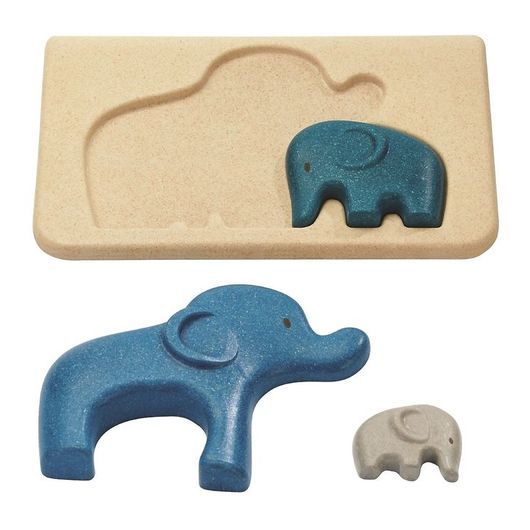 PlanToys Elefant Pussel - Natur/Blå