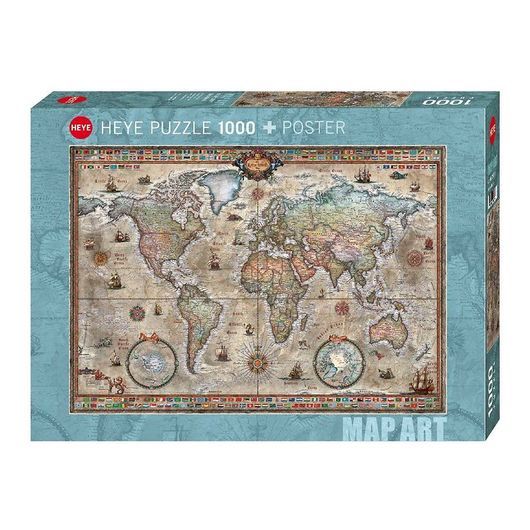Heye Puzzle Pussel - Retro World Map - 1000 Delar