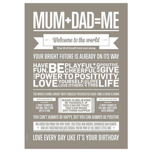 I Love My Type Affisch - 50x70 - Love Typography - Mum+Dad=Me