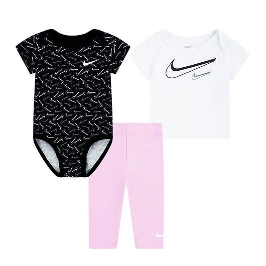 Nike Set - Byxor/T-shirt/Body k/ä - Rosa Uppgång/Vit/Svart