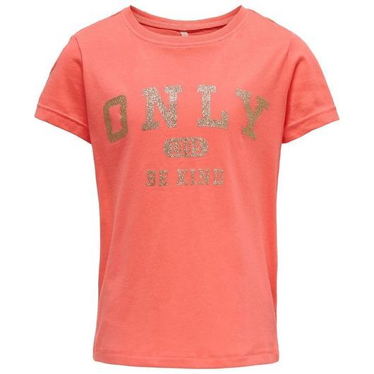 Kids Only T-shirt - KogWendy - Sugar Coral m. Guld
