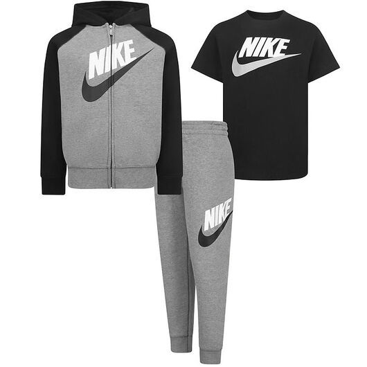 Nike Sweatset/T-shirt - Kol Heather/Svart m. Logo