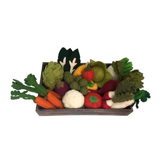 Papoose Leksaksmat - Grönsakslåda - Filt - 24 delar